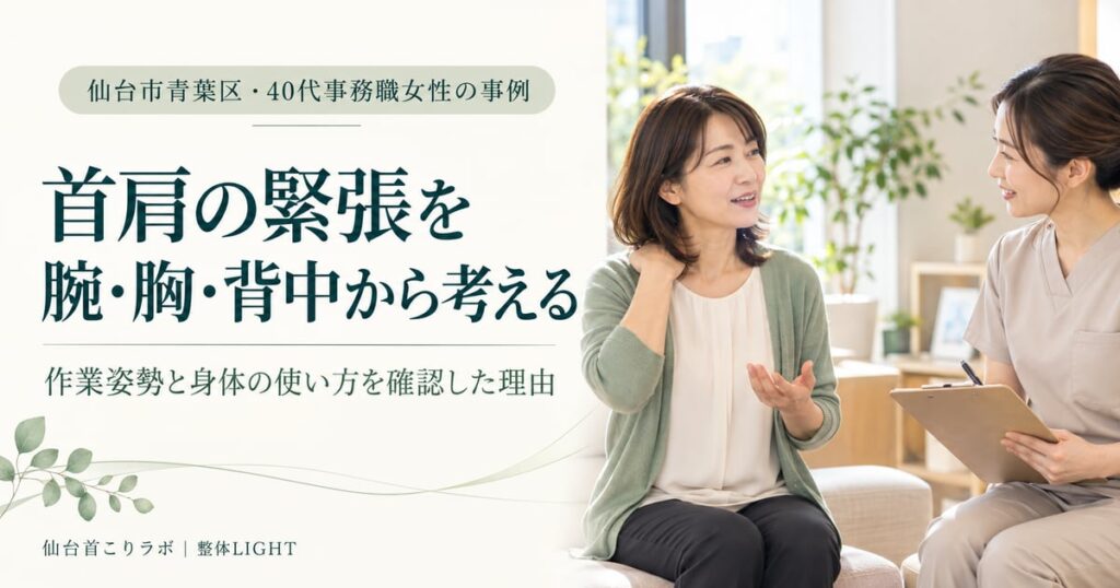 首肩の緊張を腕・胸・背中から考える身体面の相談イメージ